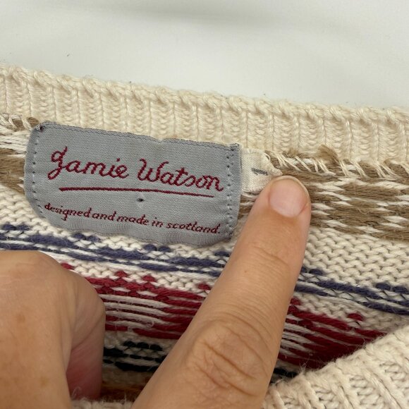 Jamie Watson 90’s Scotland Vintage Sweater Ducks Hearts Knit 100% Cotton - Picture 10 of 10